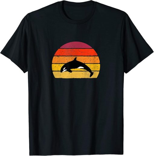 Orca Vintage Art Killer Whale Sunset T-Shirt