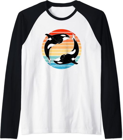 Cute orca Twin Orcas Raglan Baseball Tee