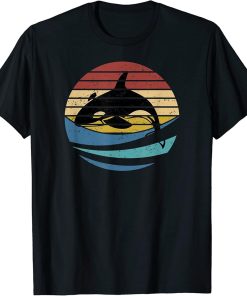 Orca Killer Whale Retro Vintage Sunset Ocean Wave Orca Whale T-Shirt