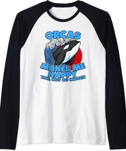 Funny Pun Orca Whale Graphic Sarcastic Saying Orcas Raglan Baseball Tee