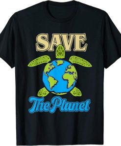 Save The Planet Earth Day Environment Turtle Recycle Ocean T-Shirt